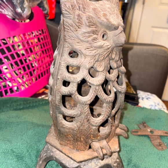 Japanese Antique Iron Owl Lantern - Picture 2 of 5